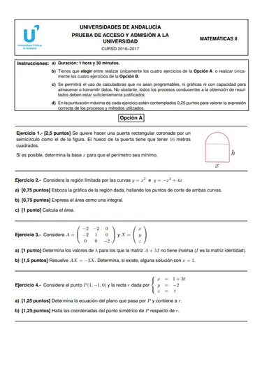 Examen oficial de Selectividad de Andalucía